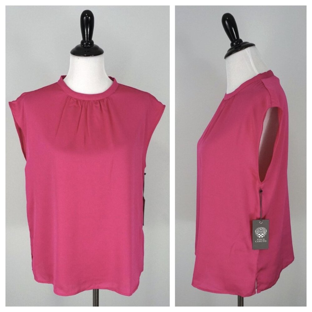 New VINCE CAMUTO Pink Sleeveless Career Casual Blouse Top Shirt Size Medium